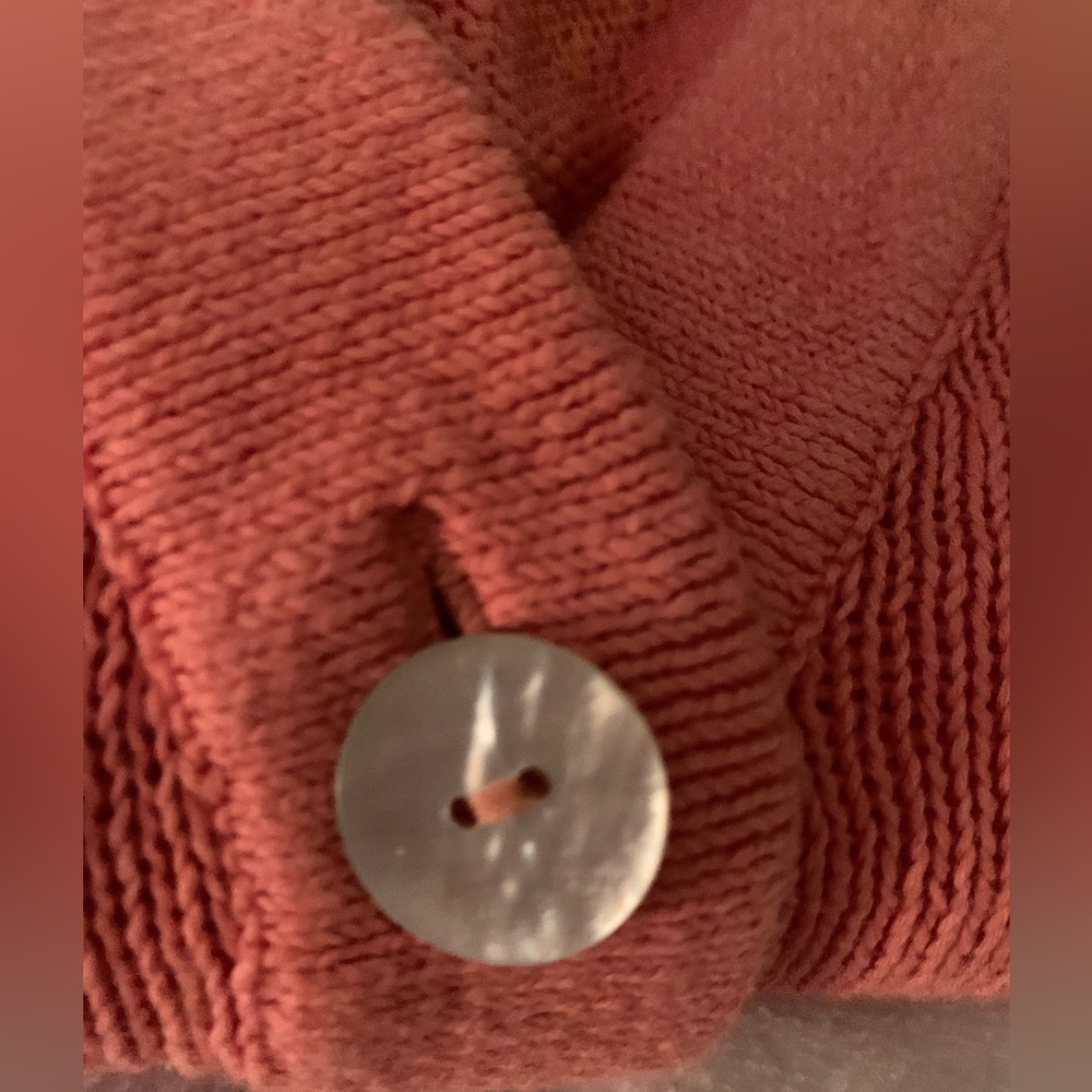 Chicos Linen/Cotton Button-Up Cardigan Sweater size L in Sienna Rose - Picture 16 of 16
